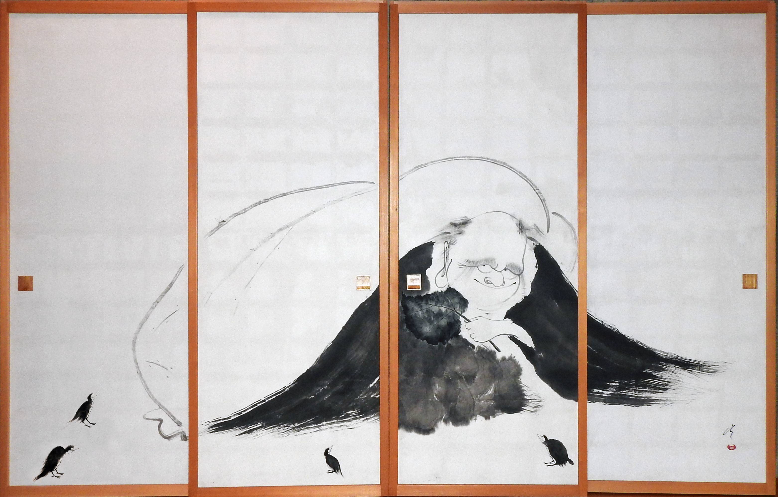 Hotei z ptakami